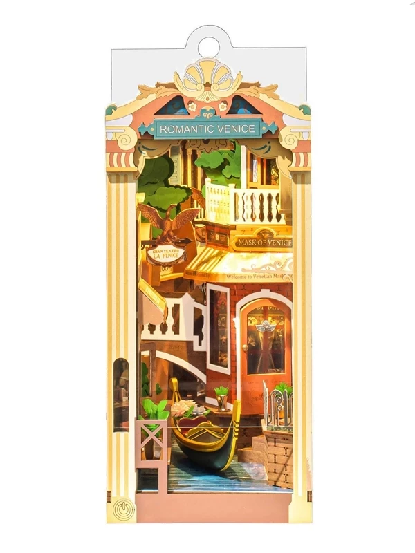 Toy Puzzle 3d DIY Wooden Book Nook Kit Led for birthday Gift Christmas Halloween Adult Child