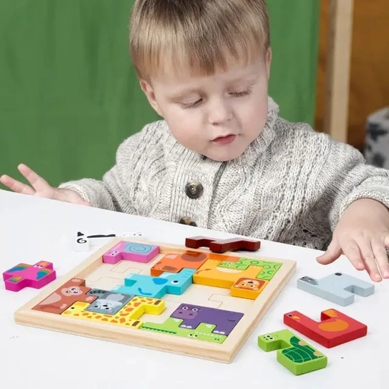 Wooden Animal Tetris/Wooden Animal Building Block/Animal Puzzle Block