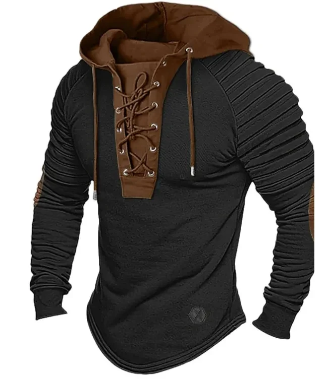 Vintage Lace-up Drawstring Hoodie