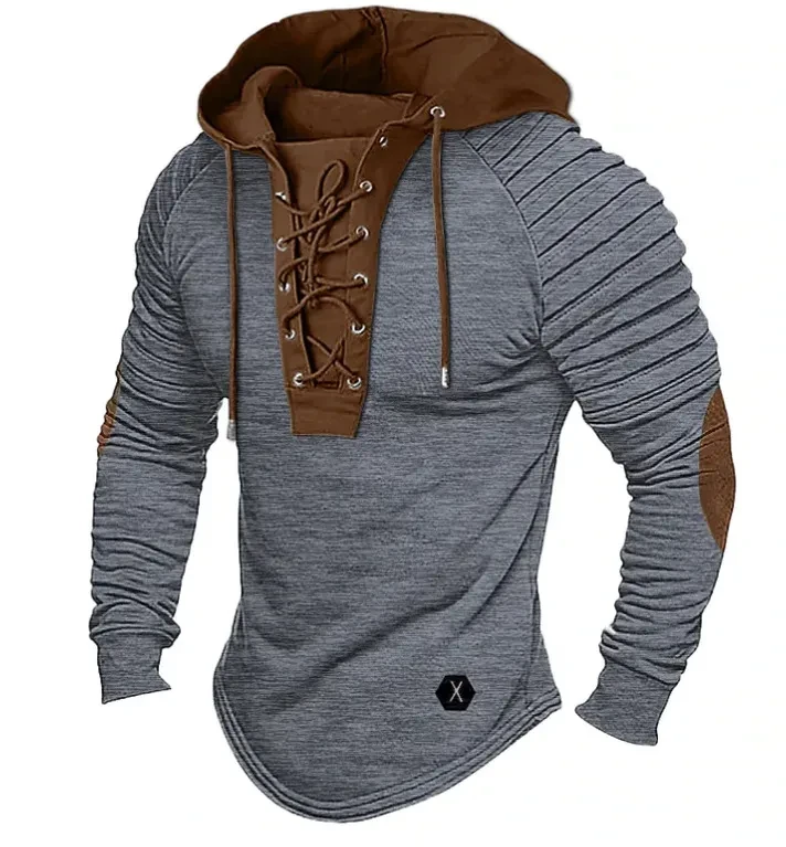 Vintage Lace-up Drawstring Hoodie