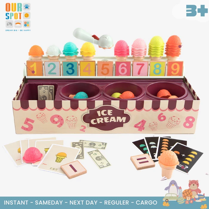 Top Bright Ice Cream Set-Math and Logic Game - ice cream display toy - counting toy