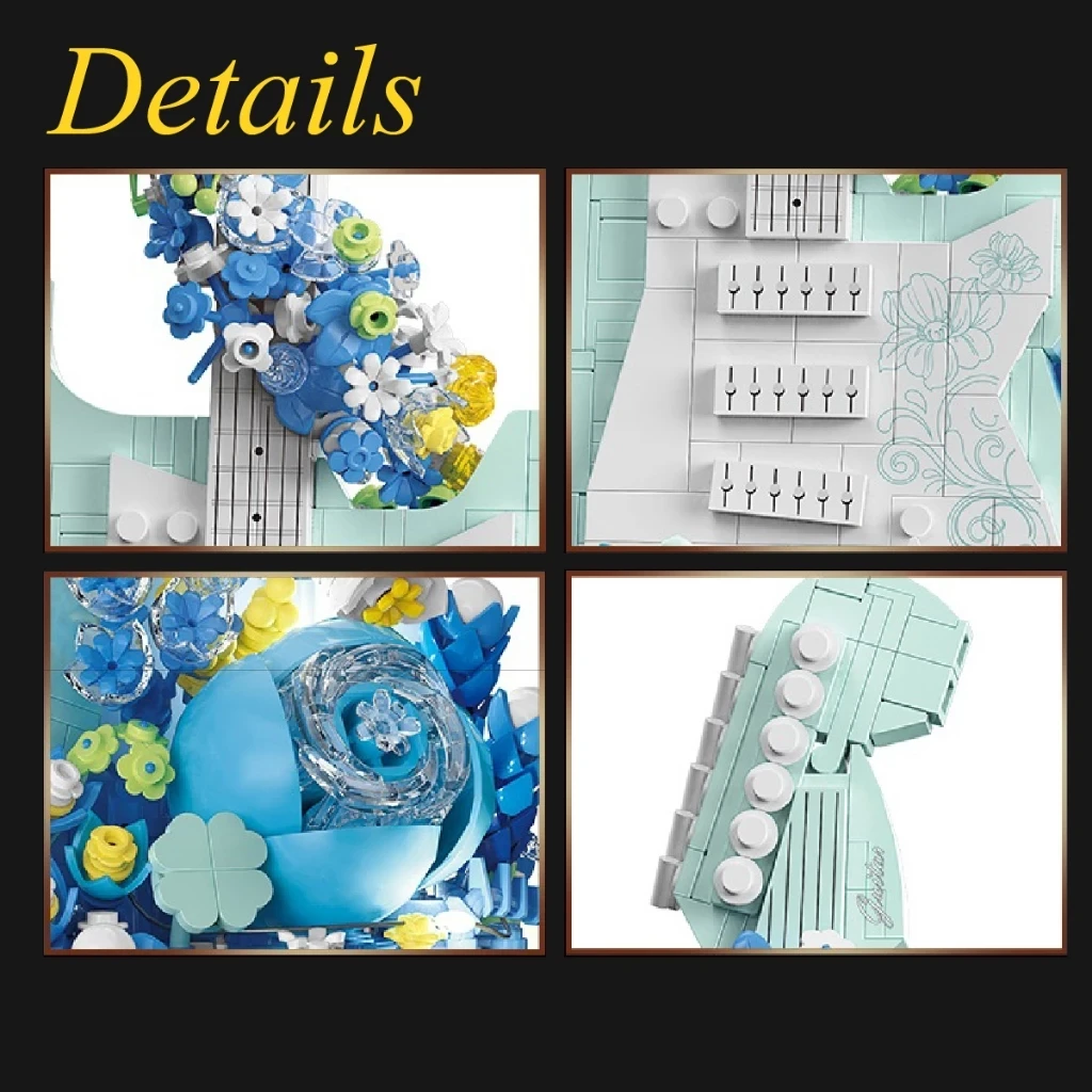 Block City- Balody Guitar Flower Puzzle Brick Brick Flower & Guitar Milk Block
