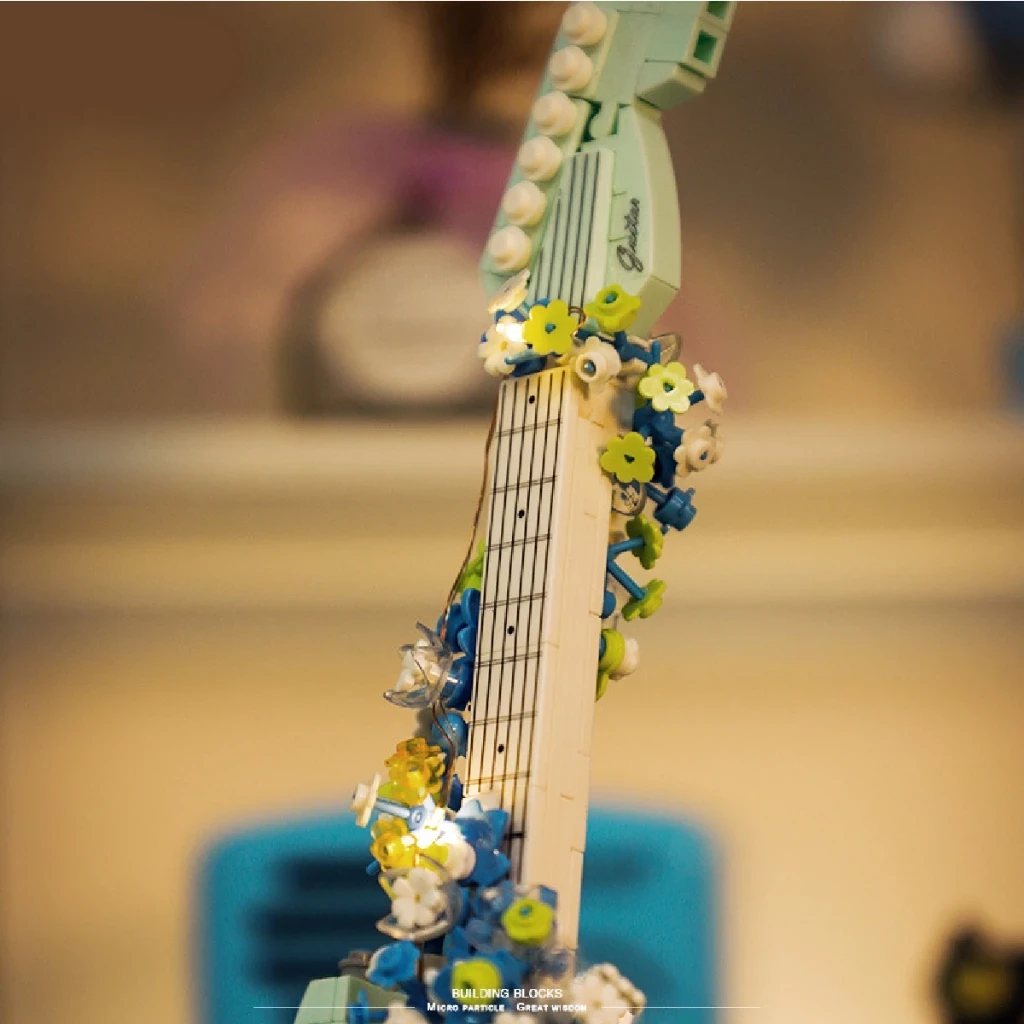 Block City- Balody Guitar Flower Puzzle Brick Brick Flower & Guitar Milk Block