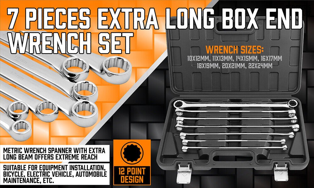 Spanner Extra Long Double Ring 7pc Set