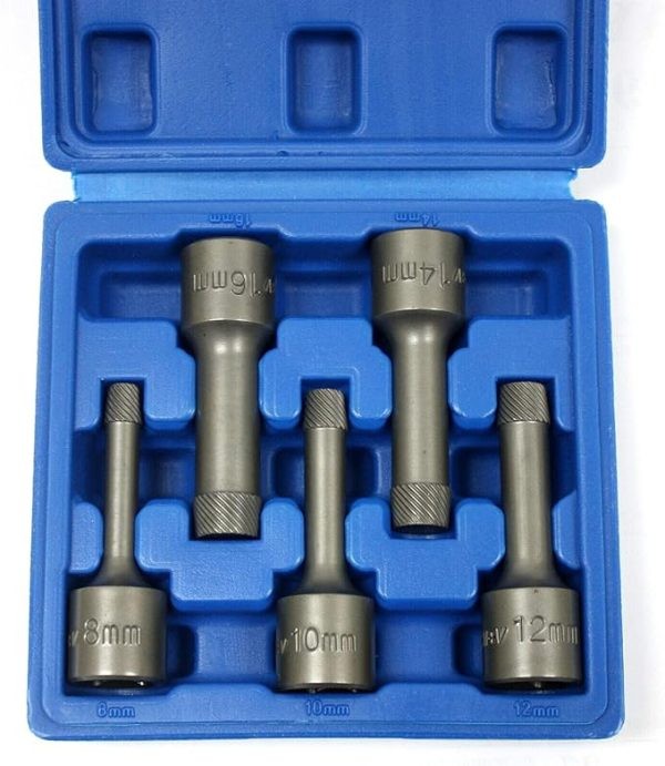 Bolt Extractor 5pc 1/2 Drive Impact Kit Reverse Thread Stud