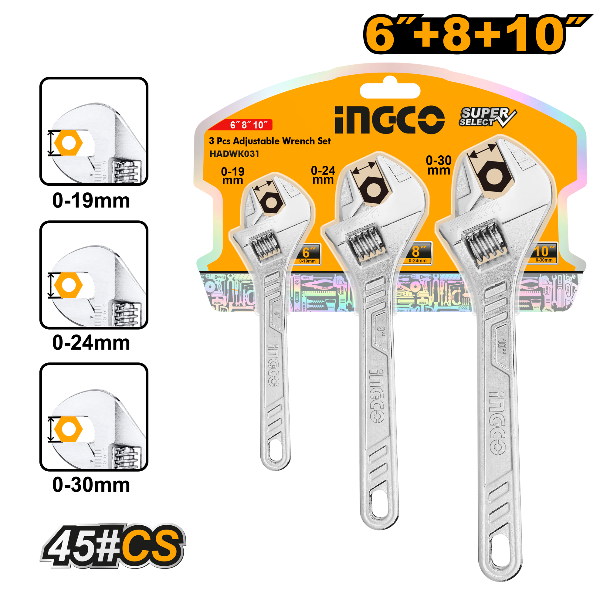 Adjustable wrench 3Pcs set