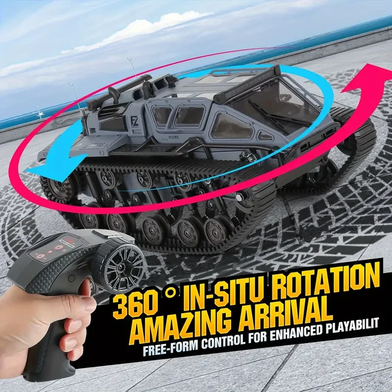 High Horsepower Remote-controlled Tank, Off-road Vehicle, Armored Vehicle, All Terrain Track, Adjustable Speed, High-speed Climbing, Drifting, Boys' Outdoor Toy Car With Two Rechargeable Batteries