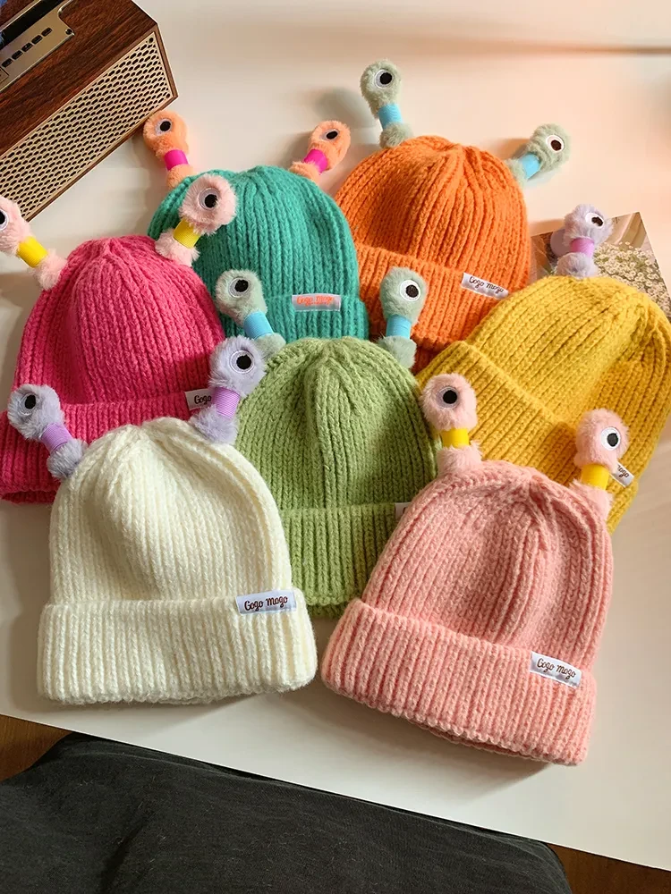 Winter Parent-Child Cute Glowing Little Monster Knit Hat