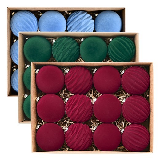 Flocking Christmas Ball Christmas Tree Pendant Wine Red Dark Green Christmas Flocking Ball Decorations