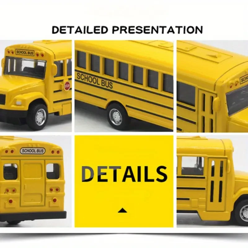Alloy School Bus Model 14CM American School Bus Toy Big Bus Model Halloween Christmas Gift