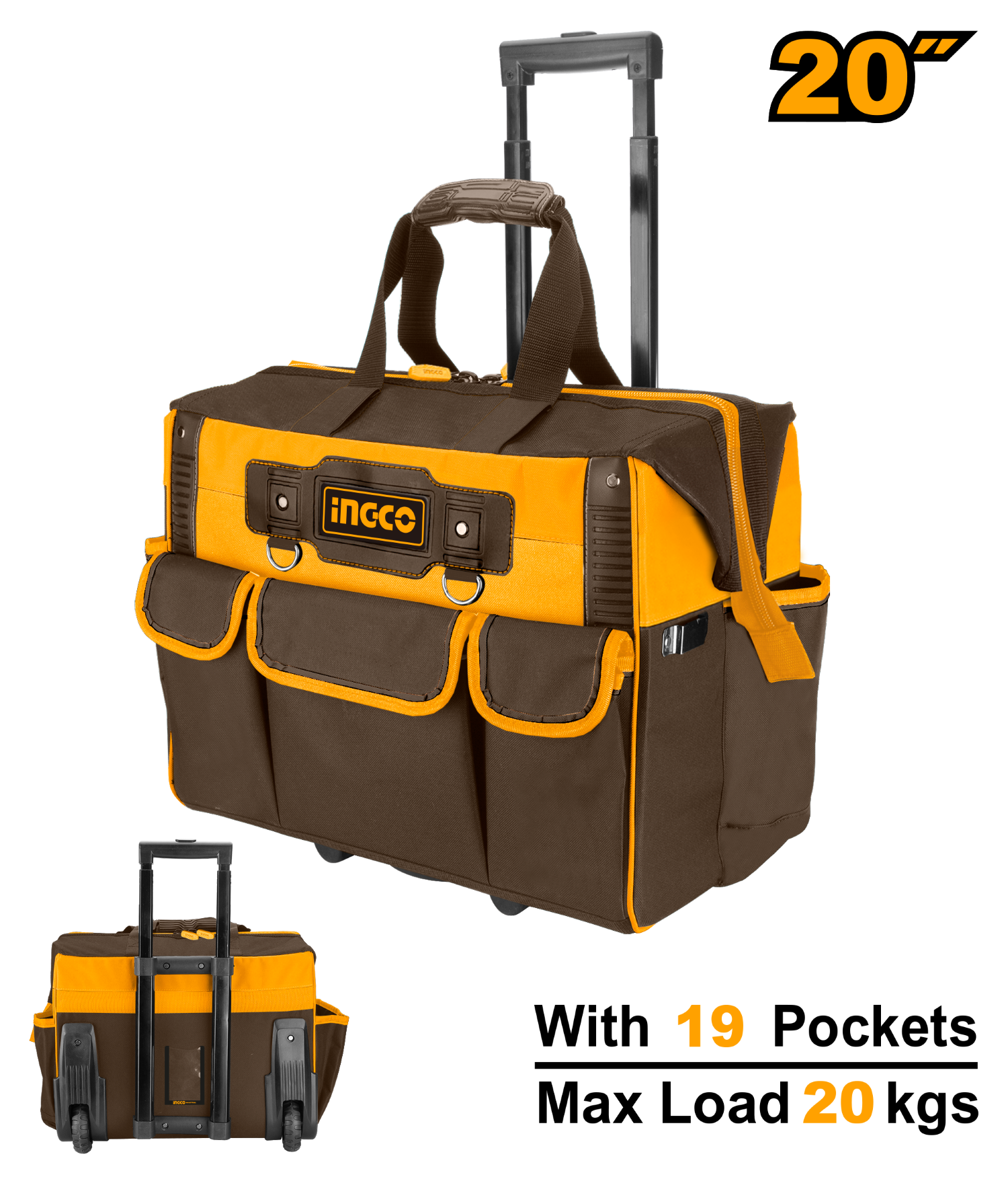 Rolling rigid tool bag 19 Pockets 20