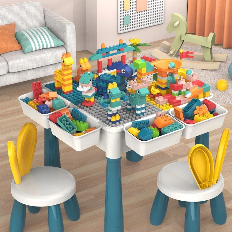 Multifunction Building Table Activity Kids Large Building Blocks Compatible Educational Children Big Block Table Toy Gift