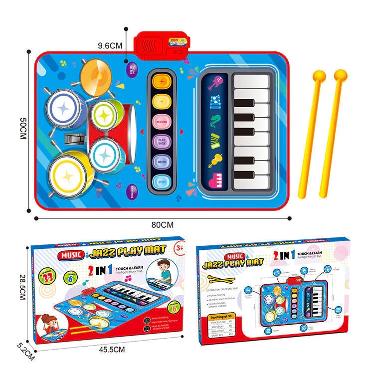 Musical Instrument Toys Drum And Piano 2in1 Music Playmat Educational Music Toys / Drum Set / Piano Set