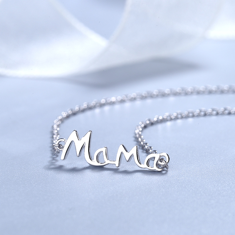 Mother's Day Gift S925 Sterling Silver English Letter MaMa Necklace Mother Fashion