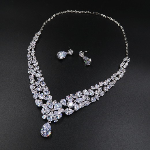 Bride headdress crown necklace three piece Earrings Korean wedding wedding wedding jewelry ornaments suit