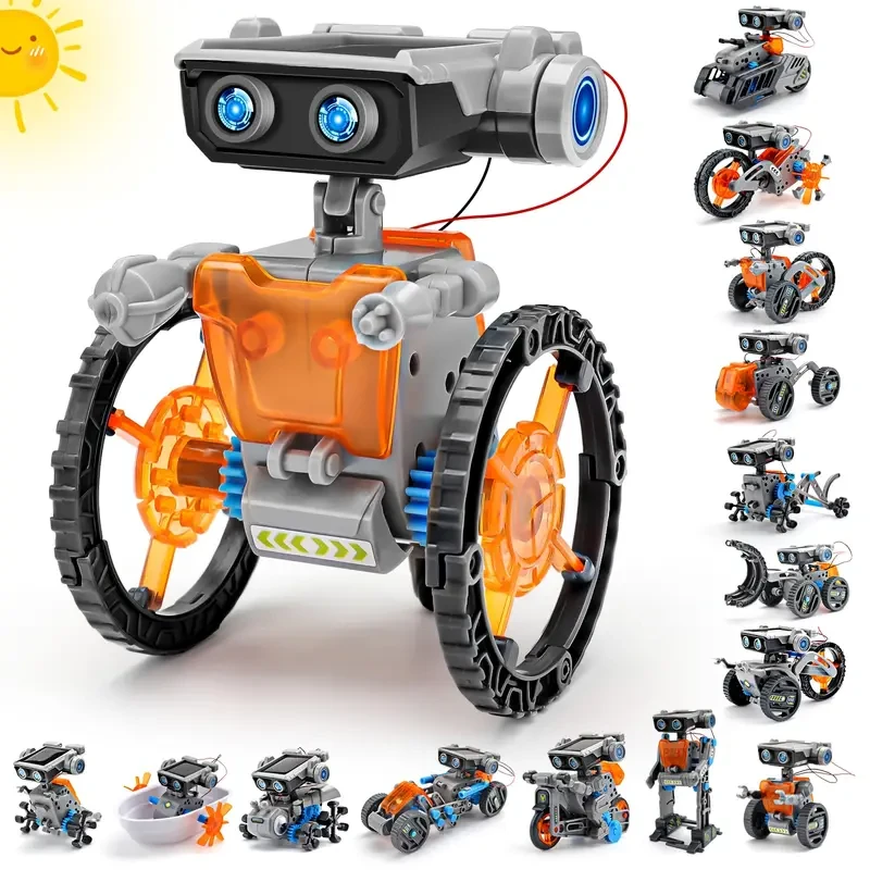 1pc Sillbird 15-in-1 Solar Robots Toy, Dual Power STEM Kit for Kids 8-14, DIY Building Science Education, ABS Material, No Battery, Ideal Birthday Gift for Boys and Girls