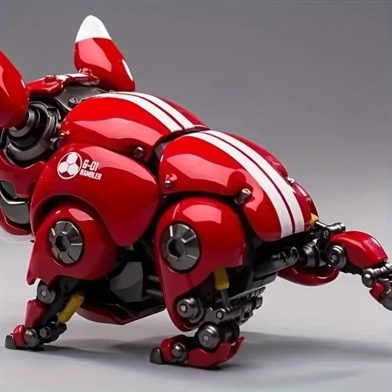 Vibrant Red Bulldog Robot Figurine - Durable ABS Collectible, Perfect for Desk Decor & Gifts, Best for Christmas