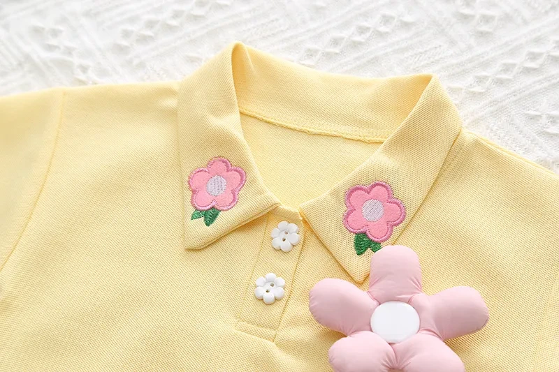 Girls' Summer Cotton Short-sleeved Shorts Suit