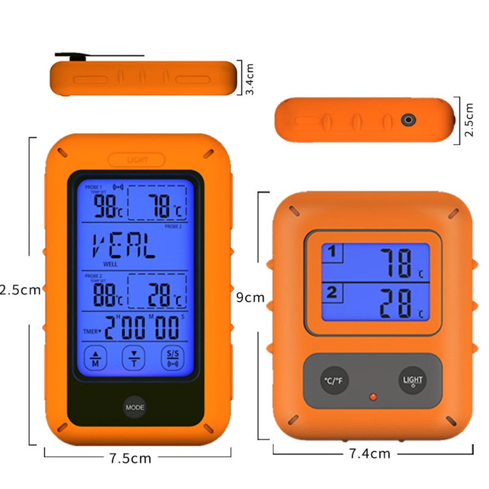 Wireless Touch Screen Food Double Fork Thermometer