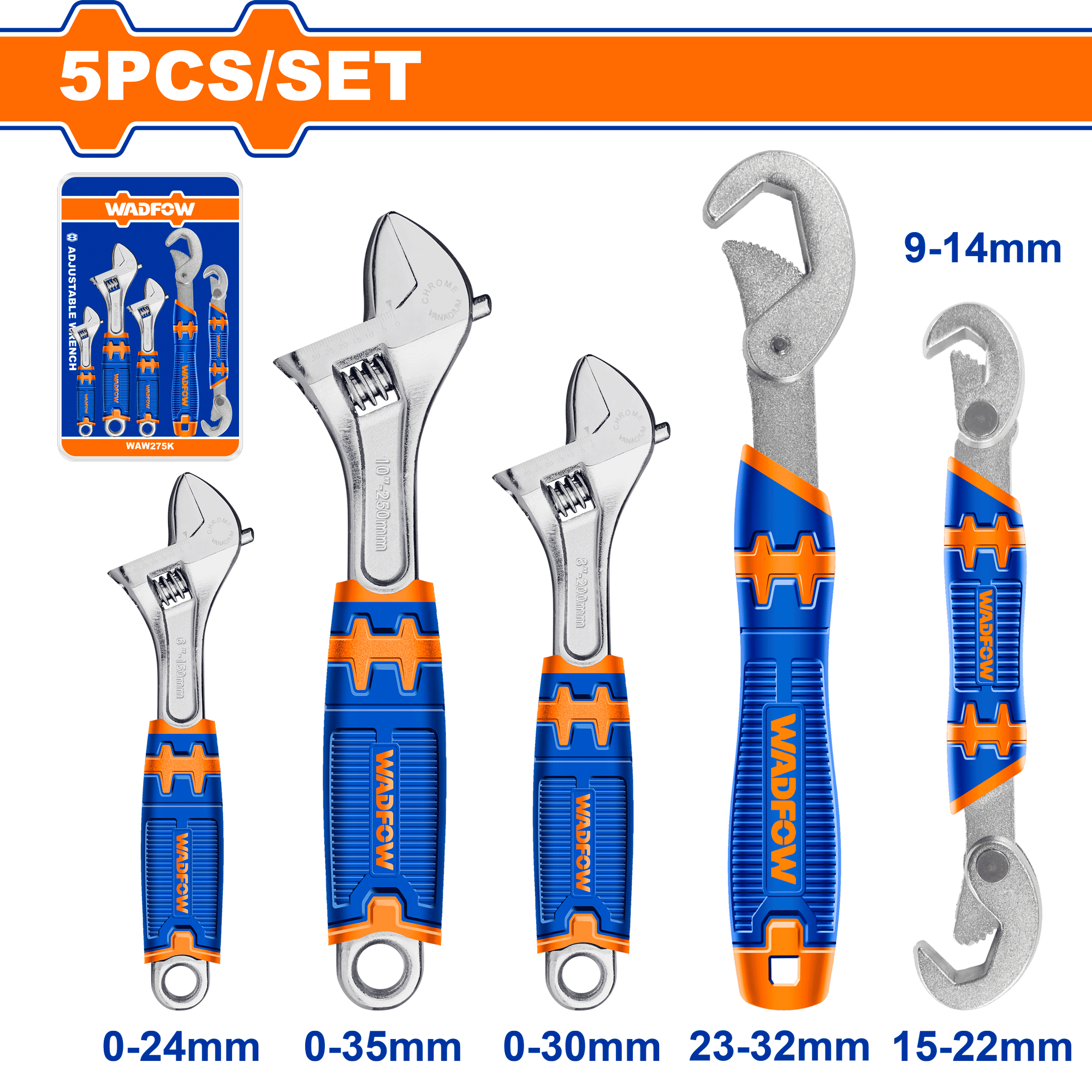 Adjustable wrench set 5Pcs