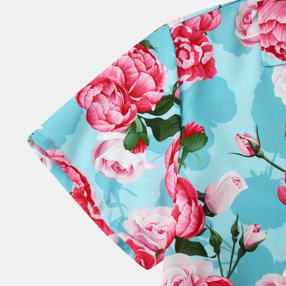 Hawaii Beach Ice Silk Printed Shirt Men
