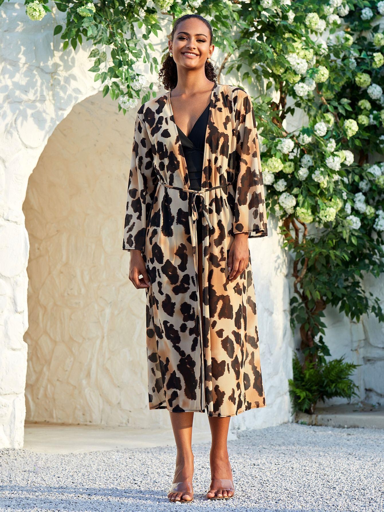 Women's Versatile Mesh Printed Beach Cover Up