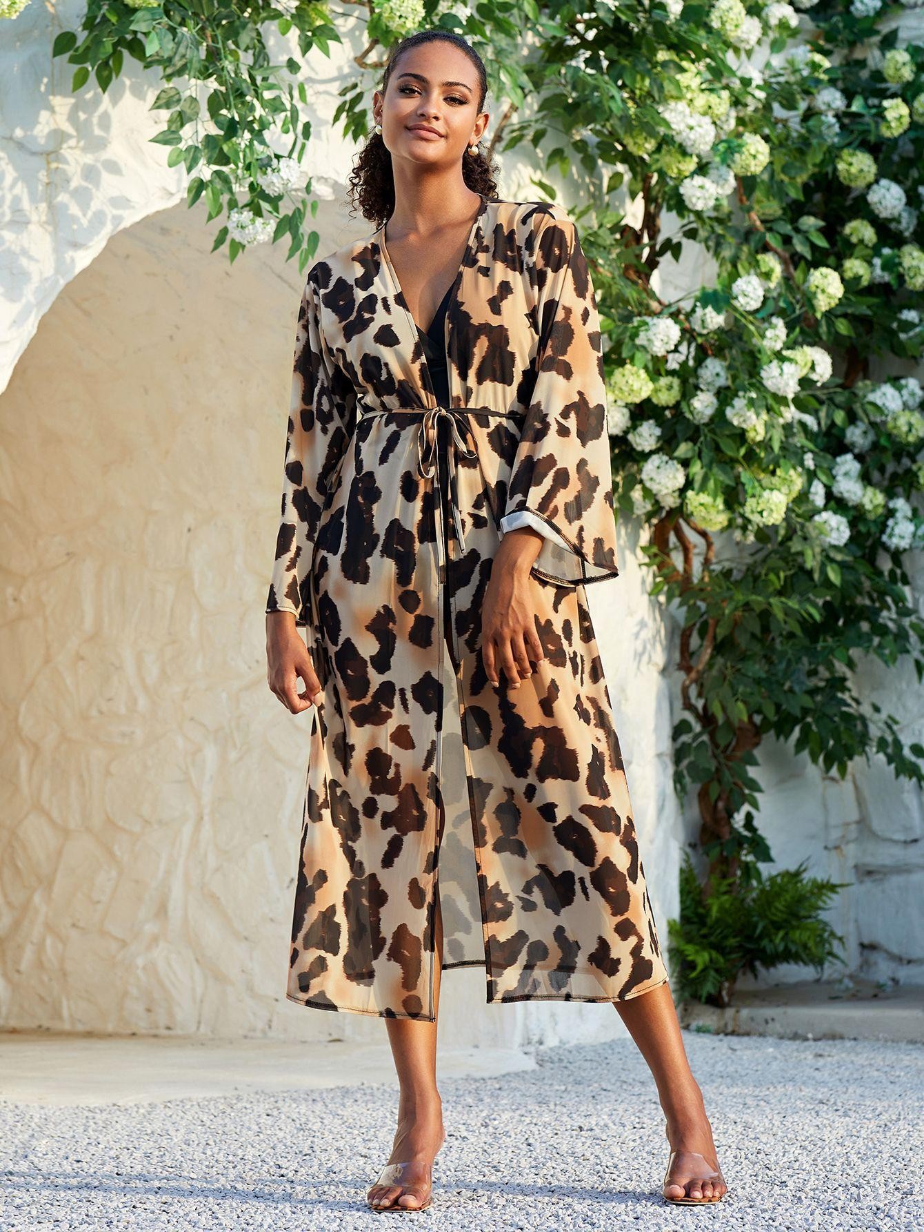 Women's Versatile Mesh Printed Beach Cover Up