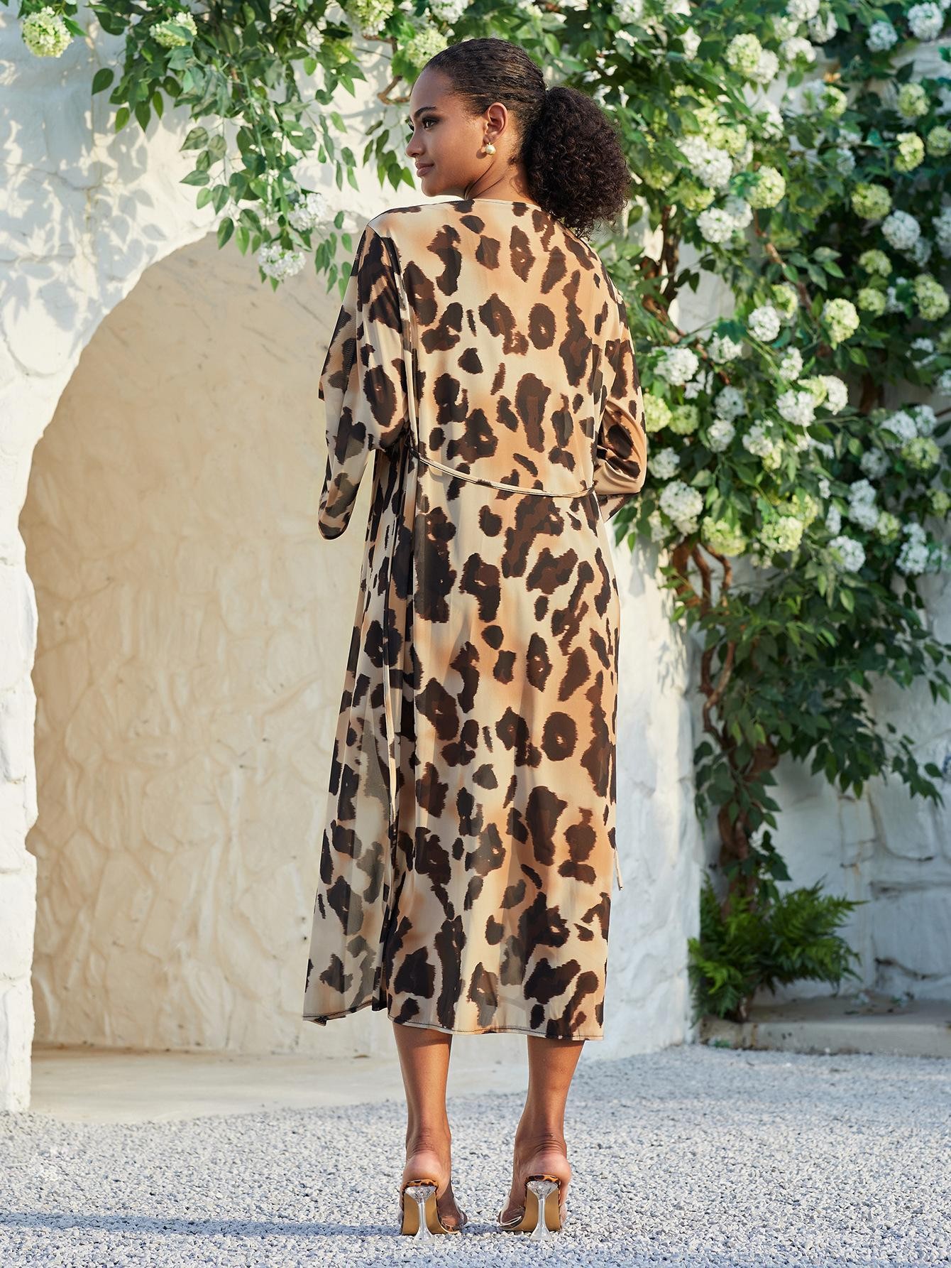 Women's Versatile Mesh Printed Beach Cover Up