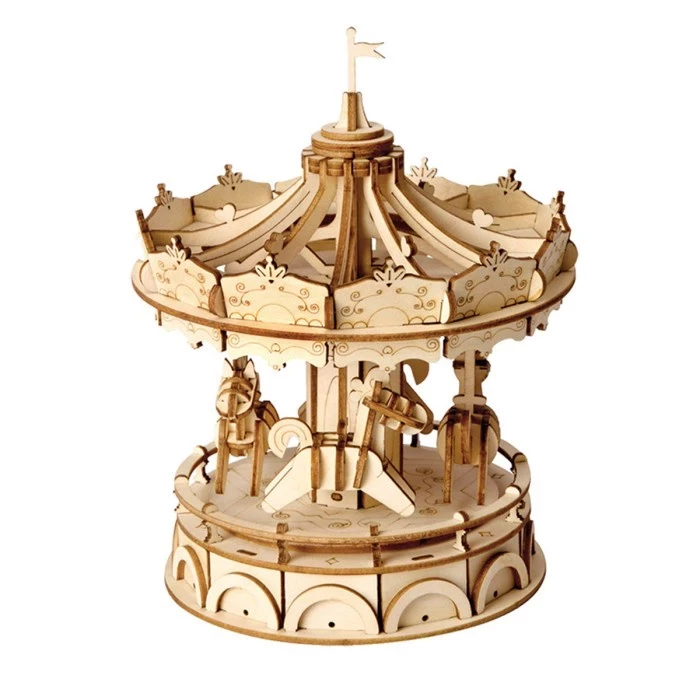 ROLIFE Robotime Merry-Go-Round Model 3D Wooden Puzzle TG404 Hobby And Toy Collection