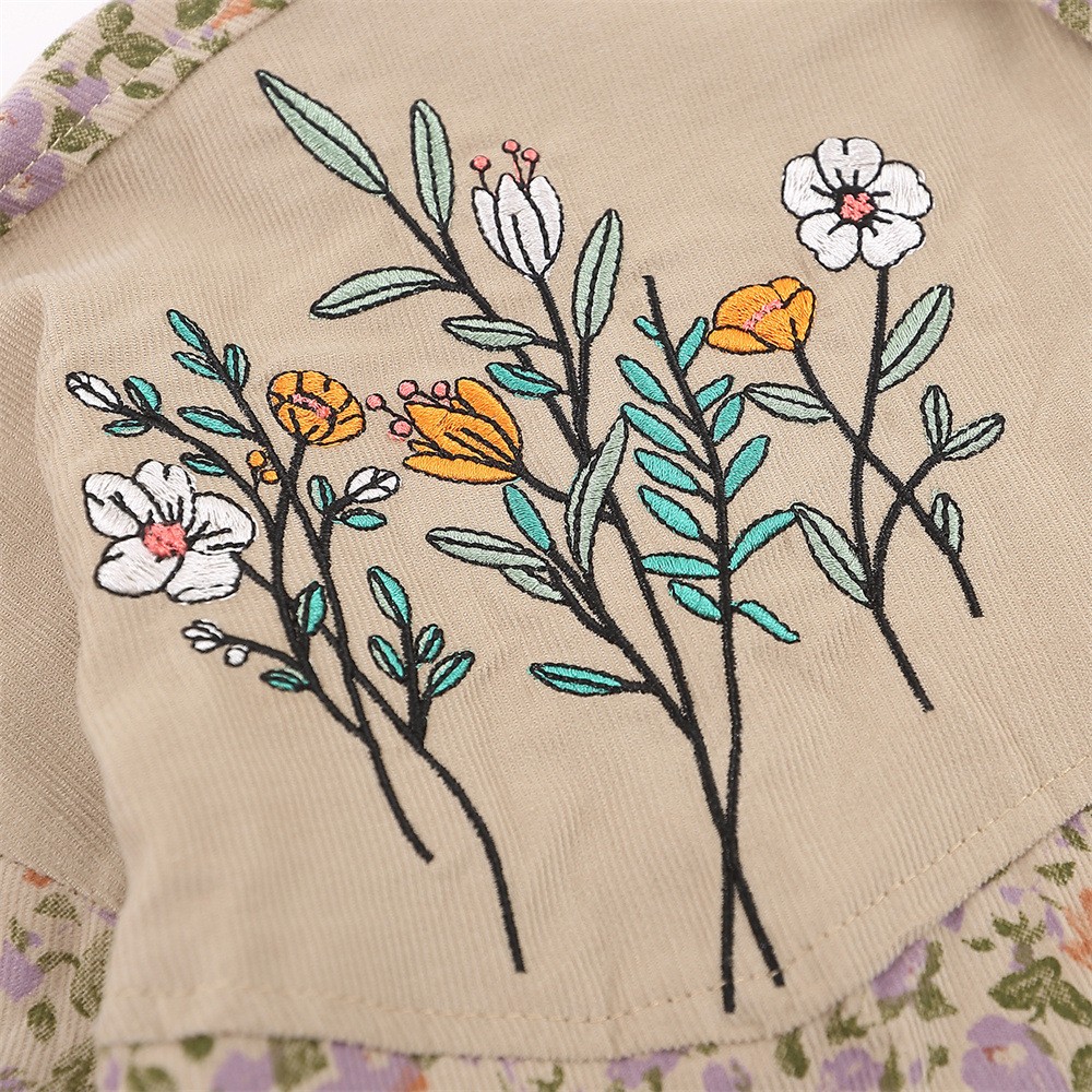 Floral Shirt Men's Loose Casual Long Sleeves Cardigan Stitching Embroidered Lapel Coat
