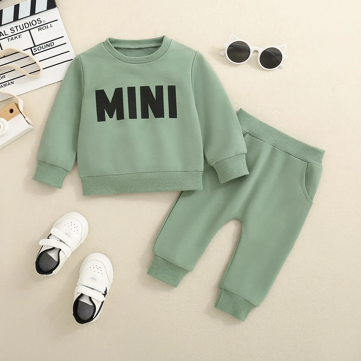 Cross-border Infant Neutral Men And Women Three-color Long Sleeve Embroidered Long-sleeve Suit