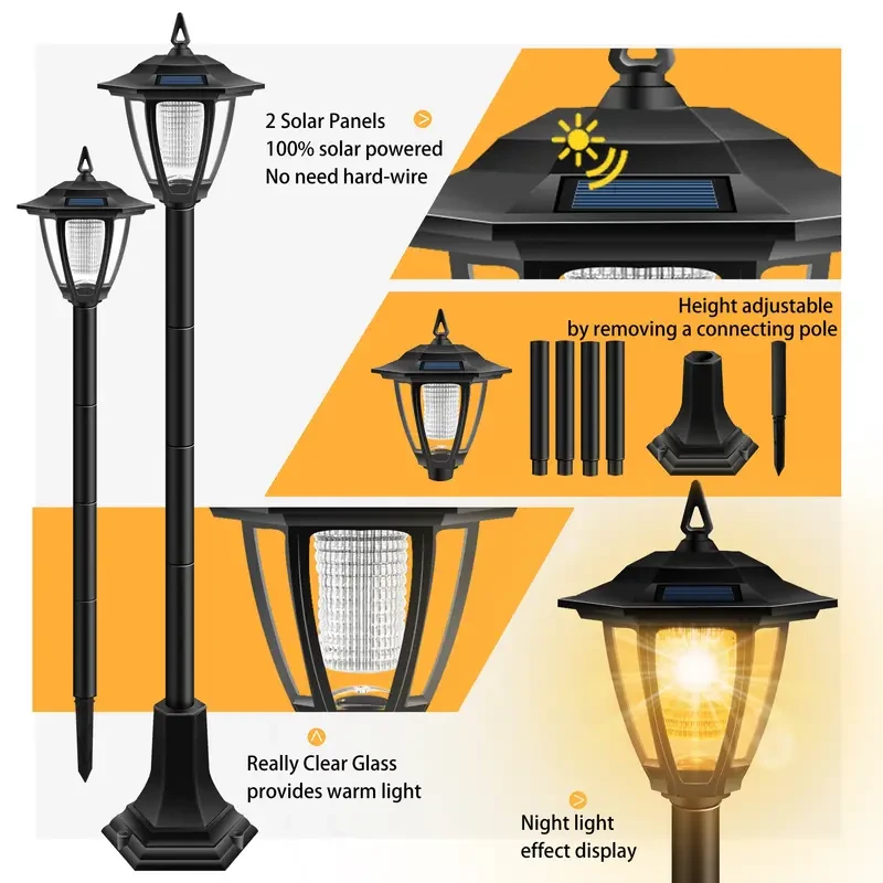 Solar Pathway Light - Retro Solar Garden Light for Outdoor Yard, Patio, Walkway, and Driveway