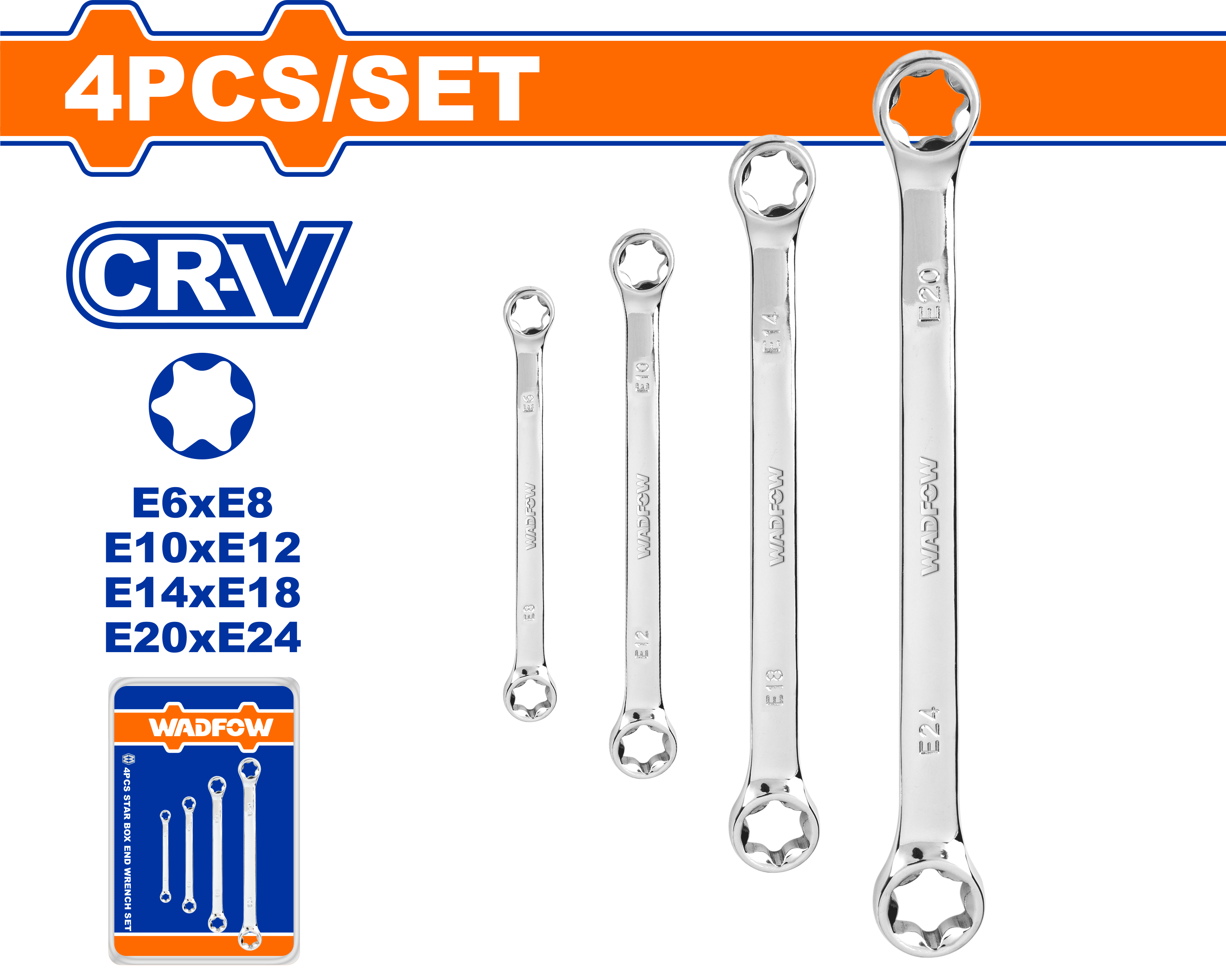 Star box end wrench set 4 Pcs