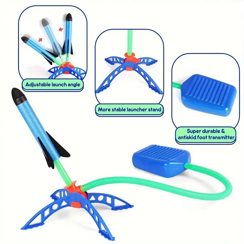 Set Foot Pump Launcher Air Rocket Toy Outdoor Sports Catapults Launch Rocket Toy