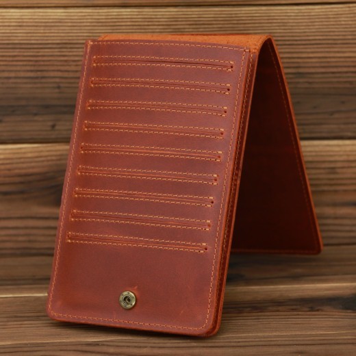 Men's Long Mobile Phone Bag Money Bag Head Layer Cowhide Crazy Ma Card Bag Wallet Card Clip Big Card Clip Thin
