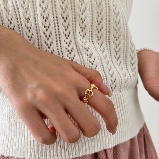 Sterling Silver Ring Alkaline Water Croissant Niche Retro Women