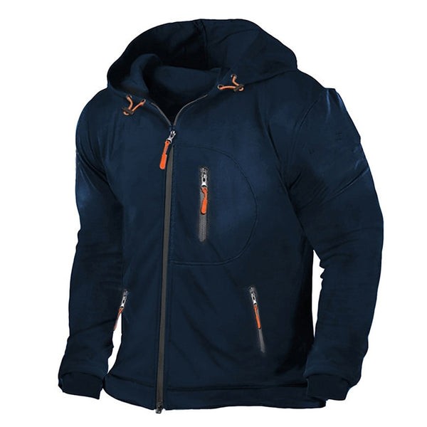 Men's Athletic Zip Hoodie - Loose Fit with Multiple Pockets for Sporty and Casual Wear