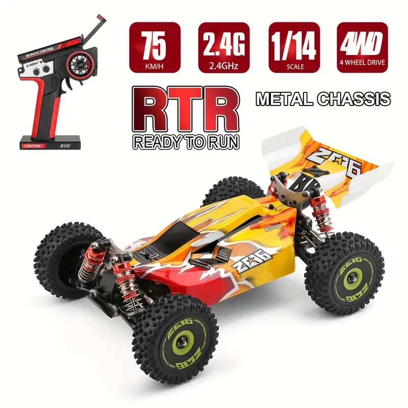WLtoys XKS 144010 Remote Control Car - High-Speed 75km/h 1/14 2.4GHz Off-Road Racing Car 4WD RTR with Metal Chassis