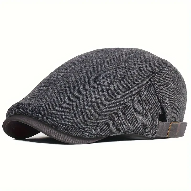 Vintage Herringbone Gatsby Beret  Thick Warm Flat Cap
