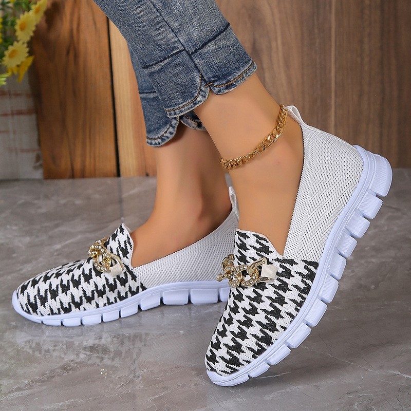 Breezy Houndstooth Mesh Loafers