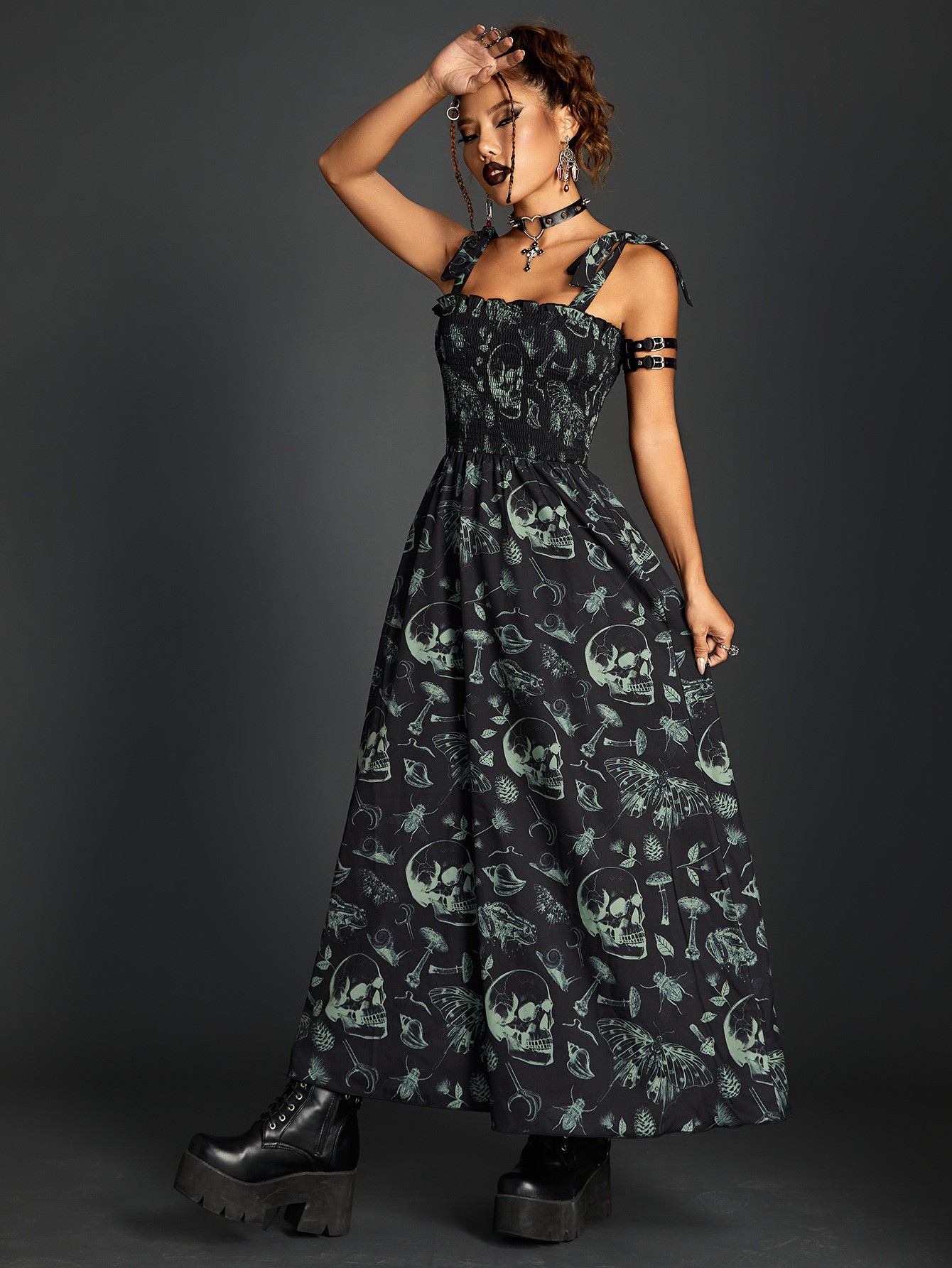 Noir Elegance Lace-Up Corset Dress