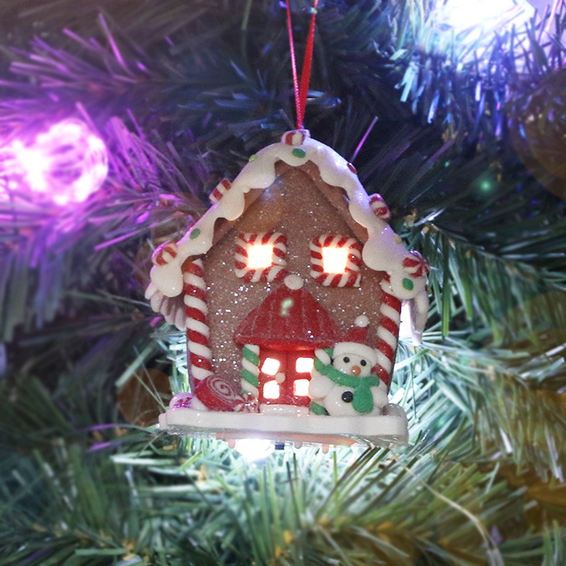 GlowHome LED Luminous Clay Christmas Cottage Ornament