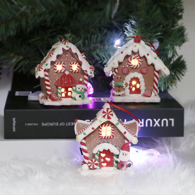 GlowHome LED Luminous Clay Christmas Cottage Ornament