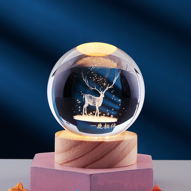 3D Crystal Solar System Globe Night Light