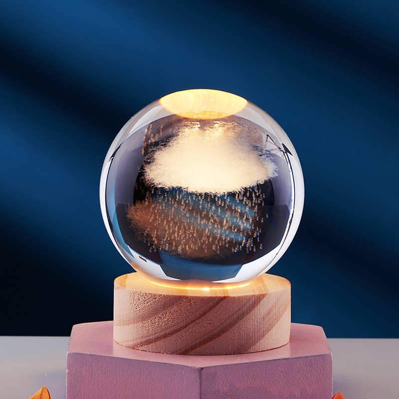 3D Crystal Solar System Globe Night Light