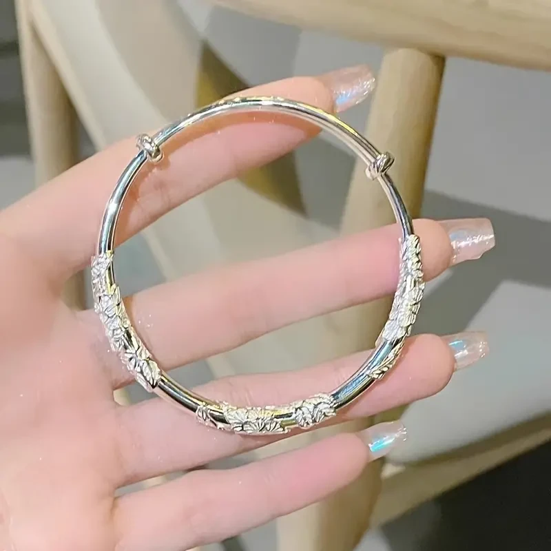Silver Push-pull Bangle For Girls