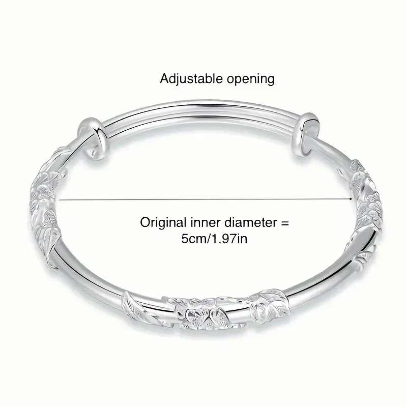 Silver Push-pull Bangle For Girls