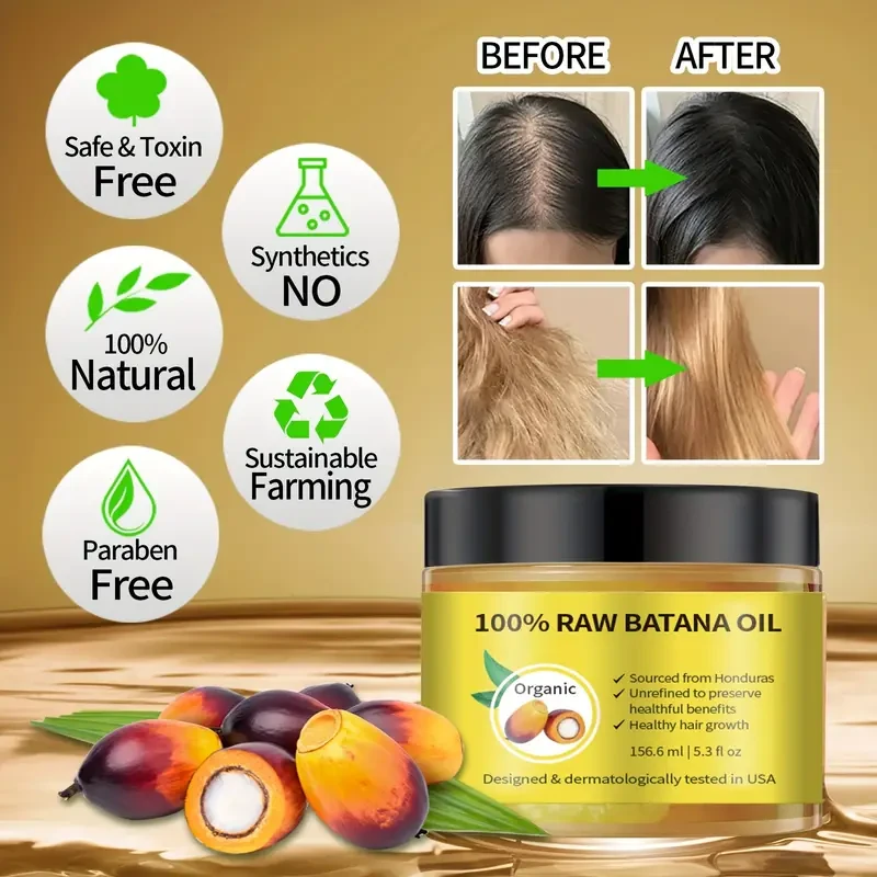 Unisex Batana Oil Hair Treatment Paste - Organic, Paraben-Free, with Castor Oil for Fuller Hair - 156.6ml