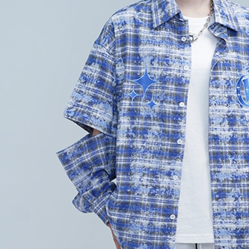 Detachable Cuff Tie-dye Shirt Coat