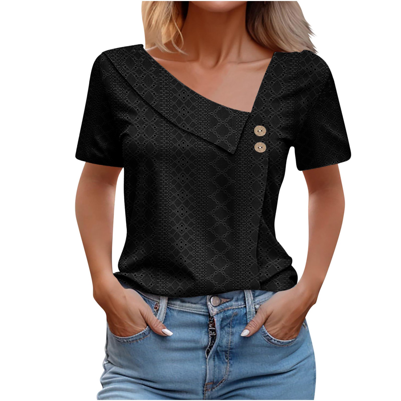 Women's V-neck Short Sleeved T-shirt For Summer